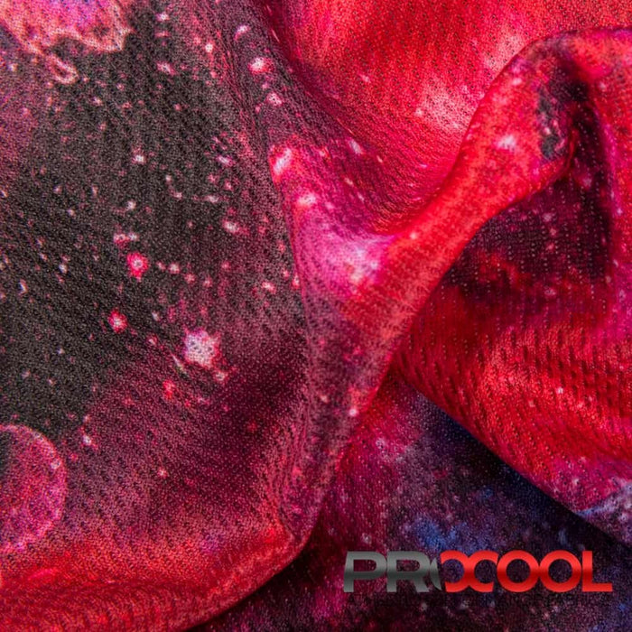 Meet our ProCool® Dri-QWick™ Jersey Mesh Print CoolMax Fabric (W-622), crafted with top-quality HypoAllergenic in Red Galaxy for lasting comfort.