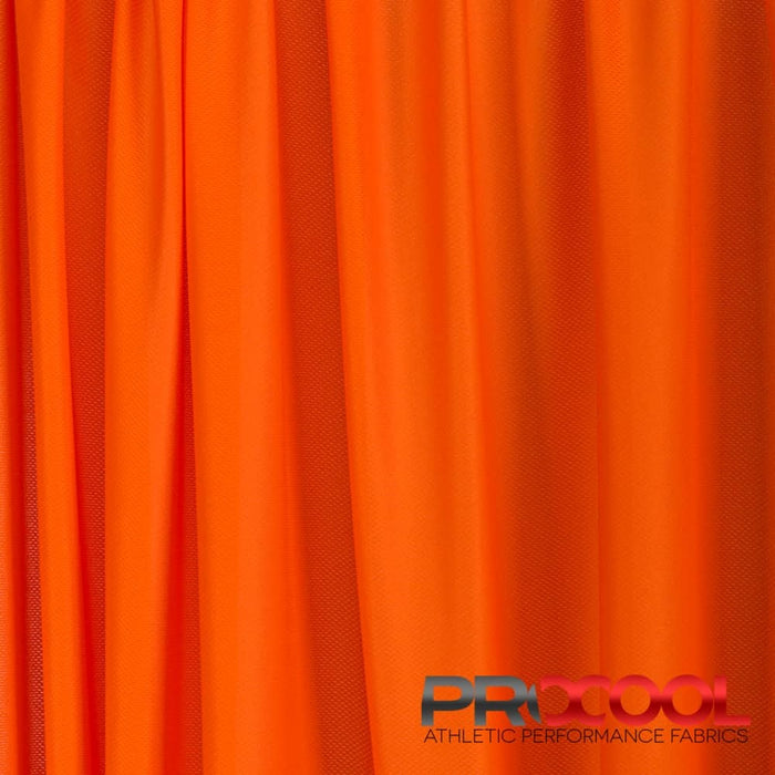 Stay dry and confident in our ProCool® Dri-QWick™ Jersey Mesh Silver CoolMax Fabric (W-433) with Light-Medium Weight in Blaze Orange