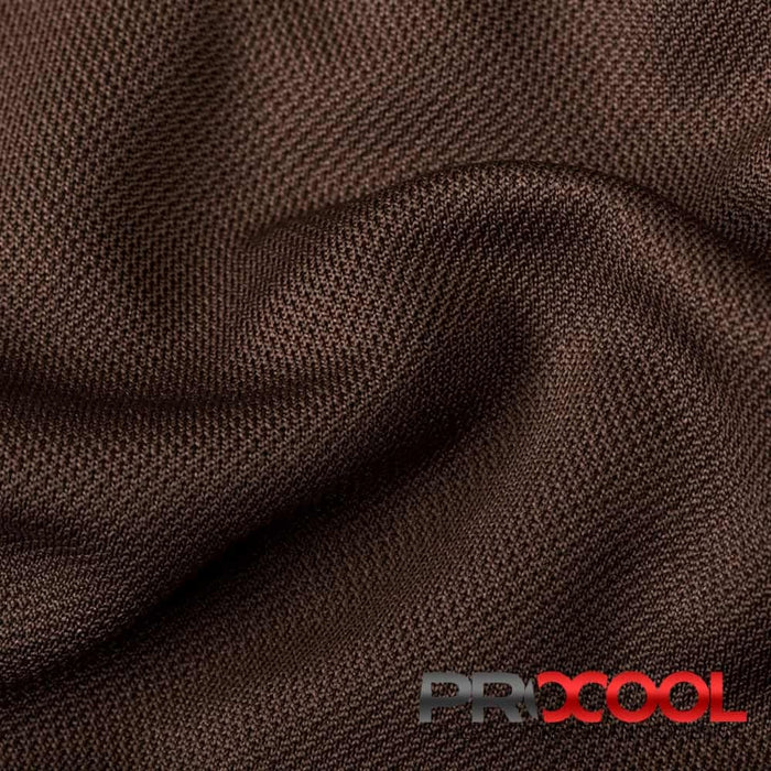ProCool® Dri-QWick™ Sports Pique Mesh Silver CoolMax Fabric (W-529) in Chocolate, ideal for Face Masks. Durable and vibrant for crafting.