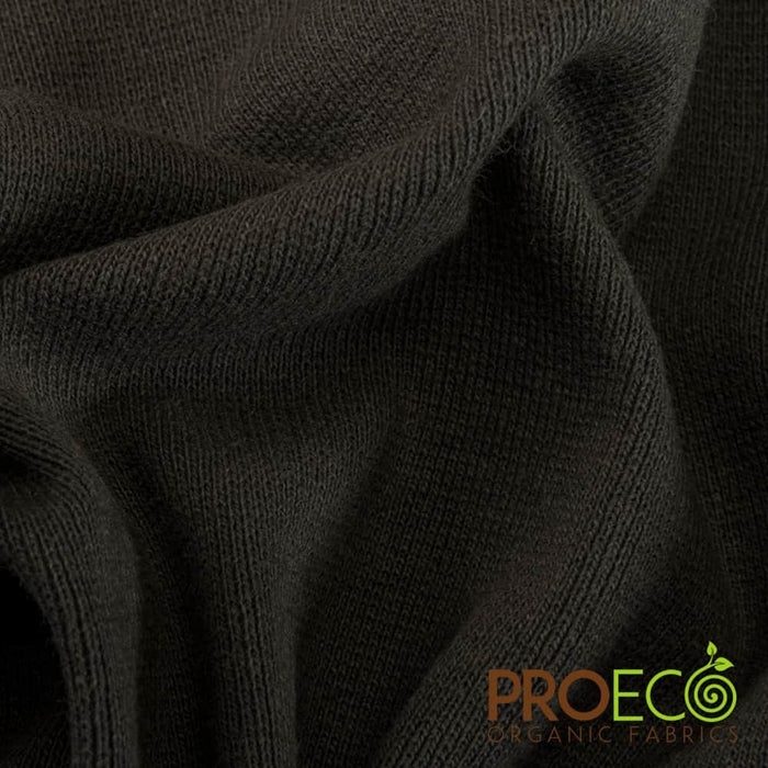 Black Organic Cotton Rib Knit Fabric - Grown in the USA - 150 GSM