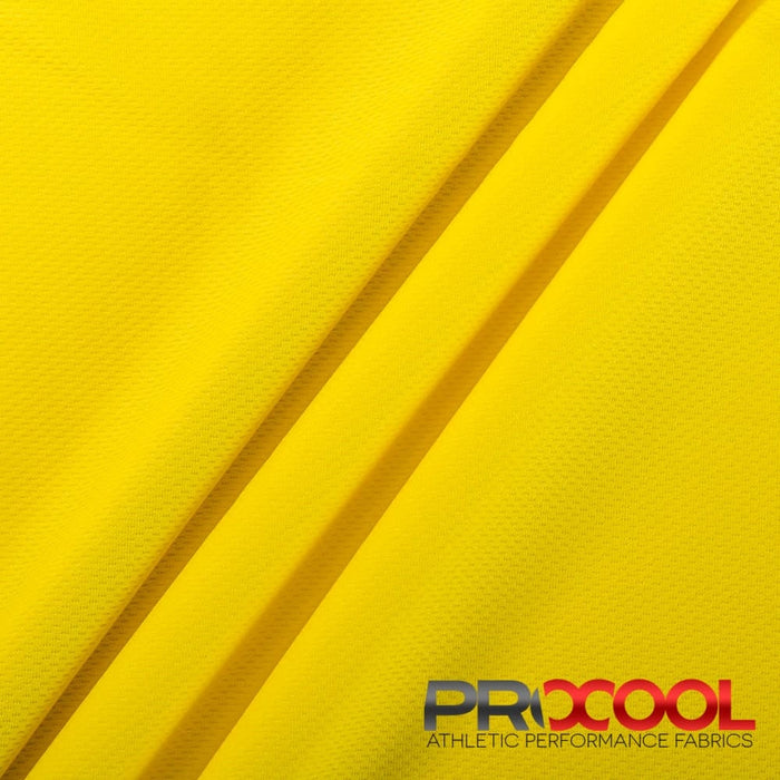 Experience the Breathable with ProCool FoodSAFE® Light-Medium Weight Jersey Mesh Fabric (W-337) in Citron Yellow. Performance-oriented.
