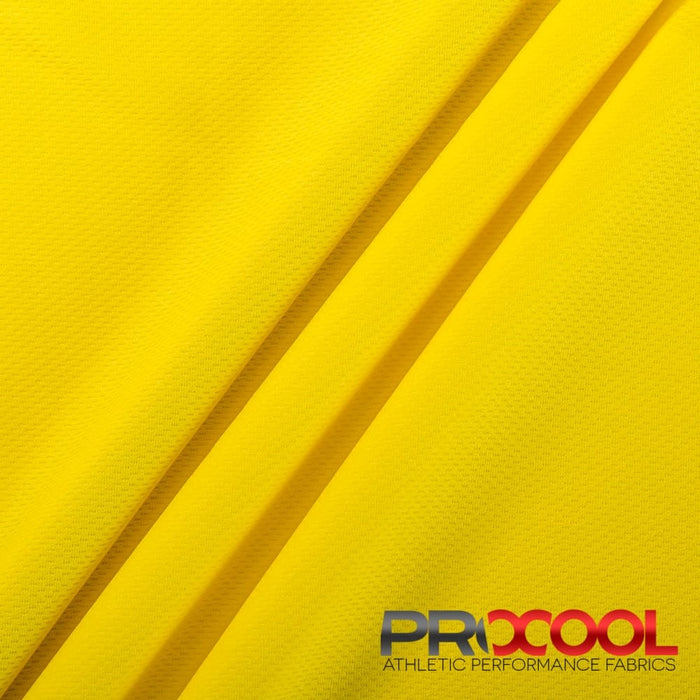 Craft exquisite pieces with ProCool® Dri-QWick™ Jersey Mesh CoolMax Fabric (W-434) in Citron Yellow. Specially designed for Fitness wear. 