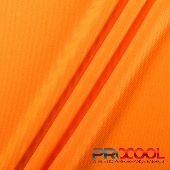ProCool FoodSAFE® Light-Medium Weight Jersey Mesh Fabric (W-337) in Neon Orange with Stay Dry. Perfect for high-performance applications. 