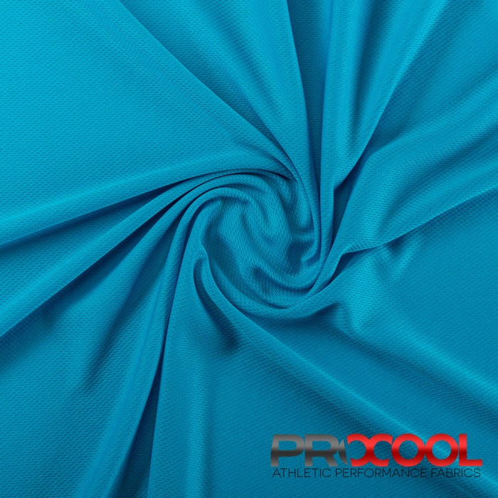 ProCool FoodSAFE® Light-Medium Weight Jersey Mesh Fabric (W-337) in Aqua with Stay Dry. Perfect for high-performance applications. 