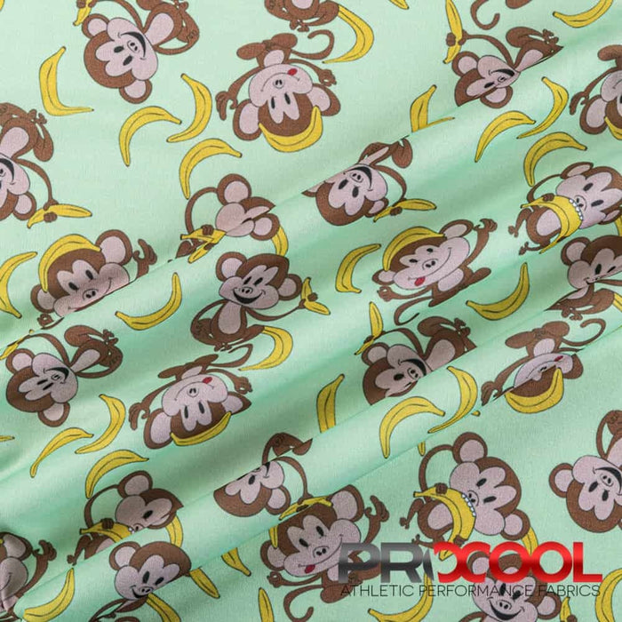 Luxurious ProCool® Performance Interlock Print CoolMax Fabric (W-513) in Monkeying Around, designed for Headbands. Elevate your craft.