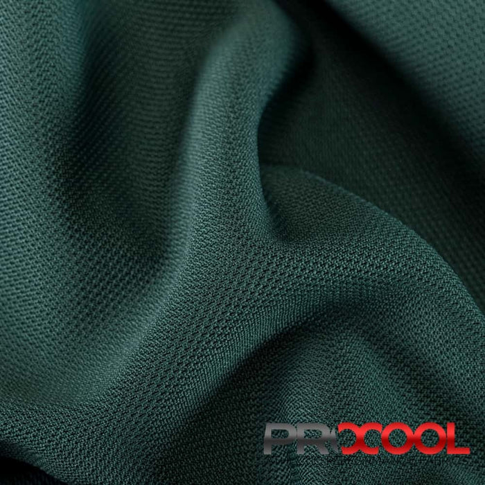Experience the Vegan with ProCool® Dri-QWick™ Sports Pique Mesh Silver CoolMax Fabric (W-529) in Deep Green. Performance-oriented.