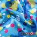 ProCool® Dri-QWick™ Jersey Mesh Silver Print CoolMax Fabric (W-623) in Blue Bubbles, ideal for Circus Tricks. Durable and vibrant for crafting.