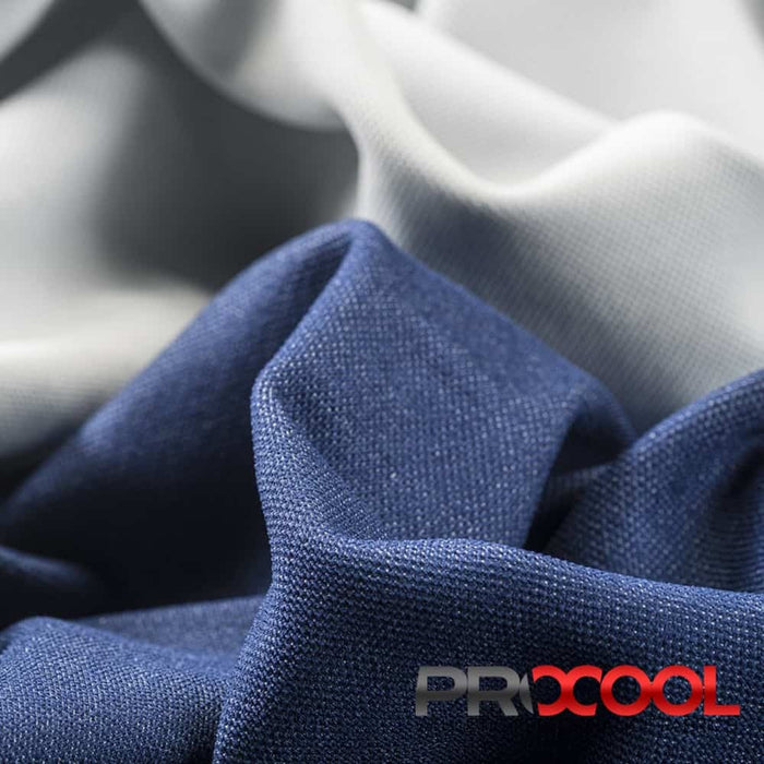 Experience the Dri-Quick with ProCool FoodSAFE® Medium Weight Xtra Stretch Jersey Fabric (W-346) in Sports Navy/White. Performance-oriented.