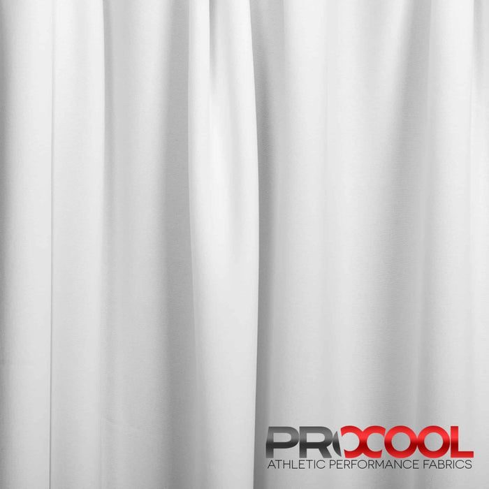 ProCool FoodSAFE® Lightweight Lining Interlock Fabric (W-341) in White, ideal for Gowns. Durable and vibrant for crafting.