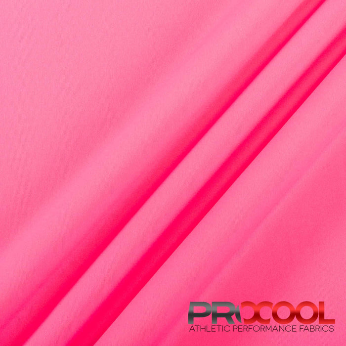 Discover the functionality of the ProCool® Performance Interlock Silver CoolMax Fabric (W-435-Rolls) in Neon Pink. Perfect for Leggings, this product seamlessly combines beauty and utility