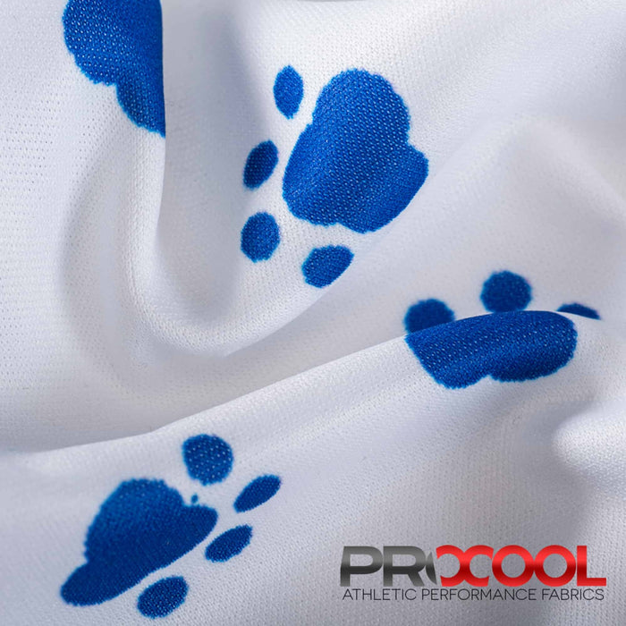 Meet our ProCool® Performance Interlock Silver Print CoolMax Fabric (W-624), crafted with top-quality Breathable in Puppy Paws for lasting comfort.