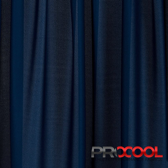Experience the Vegan with ProCool FoodSAFE® Light-Medium Weight Supima Cotton Fabric (W-345) in Sports Navy. Performance-oriented.