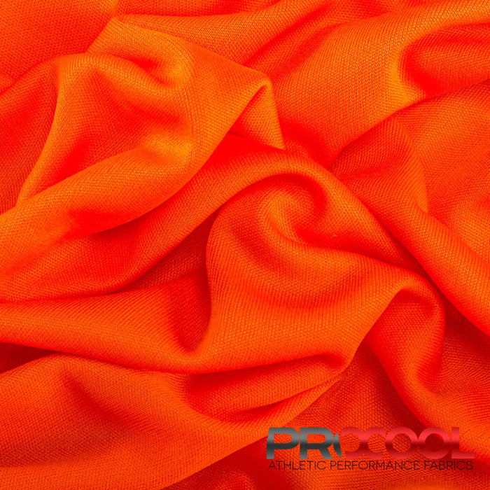 Experience the Latex Free with ProCool® Performance Interlock Silver CoolMax Fabric (W-435-Rolls) in Blaze Orange. Performance-oriented.