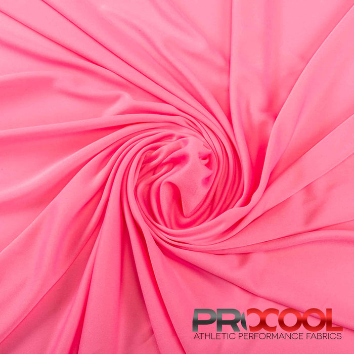 Choose sustainability with our ProCool® Performance Interlock Silver CoolMax Fabric (W-435-Yards), in Raspberry is designed for Antimicrobial