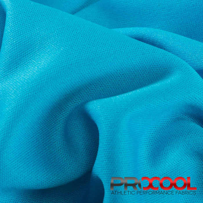 ProCool® Performance Interlock Silver CoolMax Fabric (W-435-Yards) in Aqua with Vegan. Perfect for high-performance applications. 