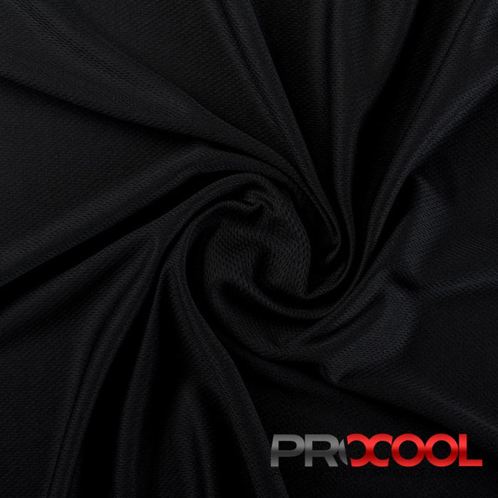 ProCool FoodSAFE® Light-Medium Weight Supima Cotton Fabric (W-345) in Black with Dri-Quick. Perfect for high-performance applications. 