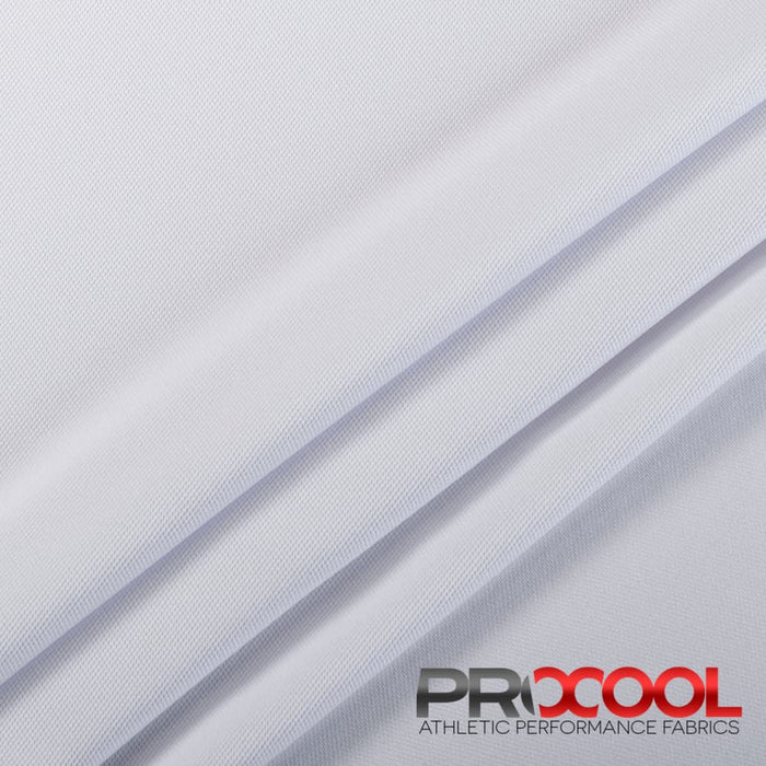 Stay dry and confident in our ProCool® Dri-QWick™ Sports Pique Mesh LITE CoolMax Fabric (W-289) with Medium Weight in Natural White