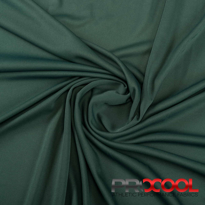 ProCool® Performance Interlock CoolMax Fabric (W-440-Yards) in Deep Green, ideal for Cheer Uniforms. Durable and vibrant for crafting.