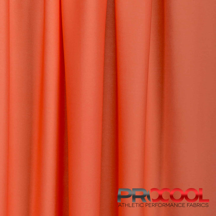 Stay dry and confident in our ProCool® Performance Interlock Silver CoolMax Fabric (W-435-Rolls) with Light-Medium Weight in Living Coral