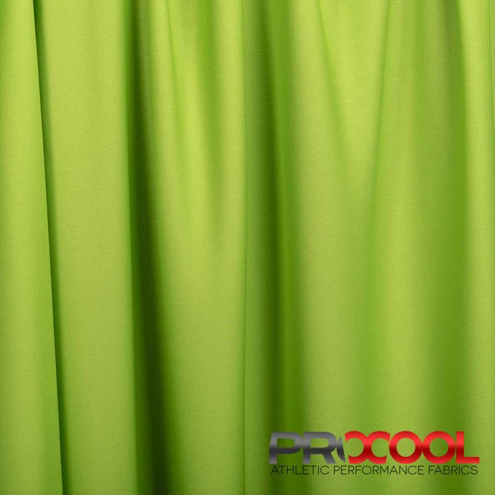 Experience the BPA Free with ProCool FoodSAFE® Lightweight Lining Interlock Fabric (W-341) in Lime Green. Performance-oriented.