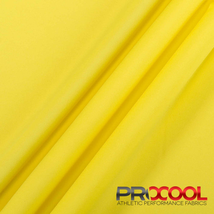 Experience the Stay Dry with ProCool FoodSAFE® Lightweight Lining Interlock Fabric (W-341) in Citron Yellow. Performance-oriented.