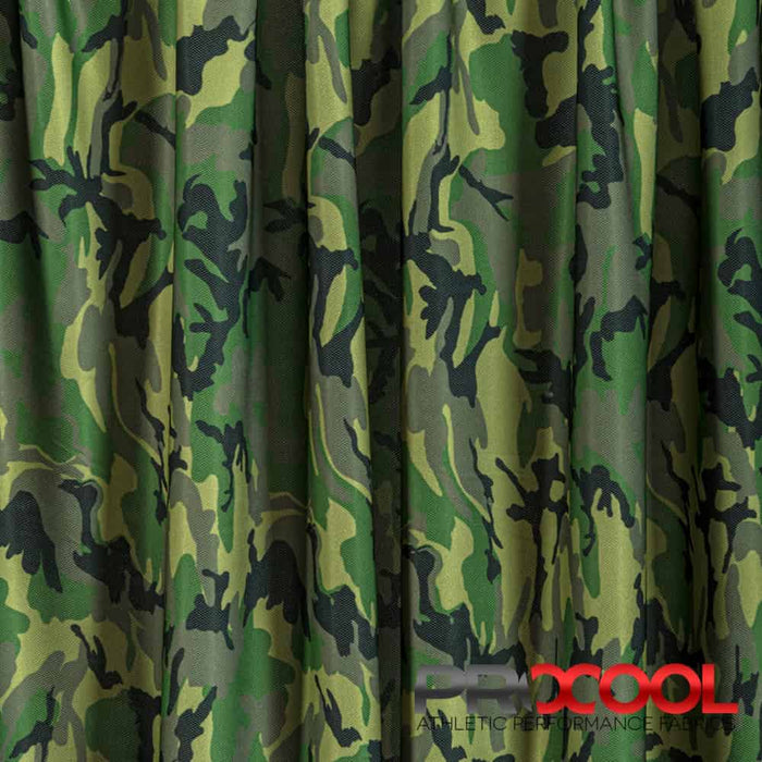 Experience the Latex Free with ProCool® Dri-QWick™ Sports Pique Mesh Silver Print Fabric (W-621) in Hunter Camo. Performance-oriented.
