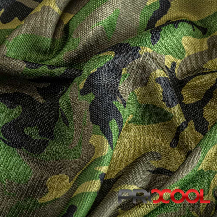 Craft exquisite pieces with ProCool® Dri-QWick™ Sports Pique Mesh Print CoolMax Fabric  (W-620) in Hunte Camo. Specially designed for Face Masks. 