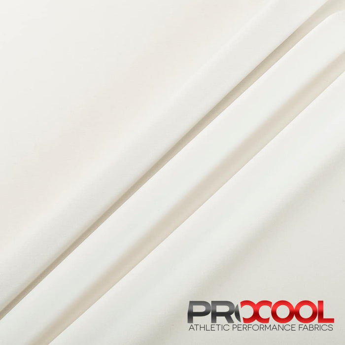 ProCool® Performance Interlock Silver CoolMax Fabric (W-435-Rolls) in Natural White, ideal for Circus Tricks. Durable and vibrant for crafting.