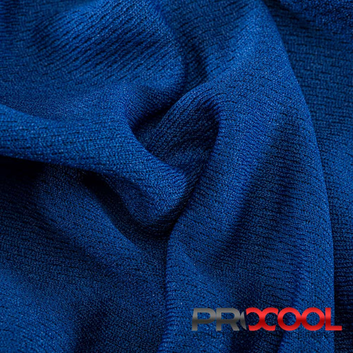 Experience the Vegan with ProCool® Dri-QWick™ Jersey Mesh CoolMax Fabric (W-434) in Saturn Blue. Performance-oriented.