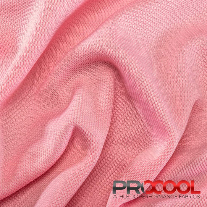 Stay dry and confident in our ProCool® Dri-QWick™ Sports Pique Mesh CoolMax Fabric (W-514) with Child safe in Baby Pink
