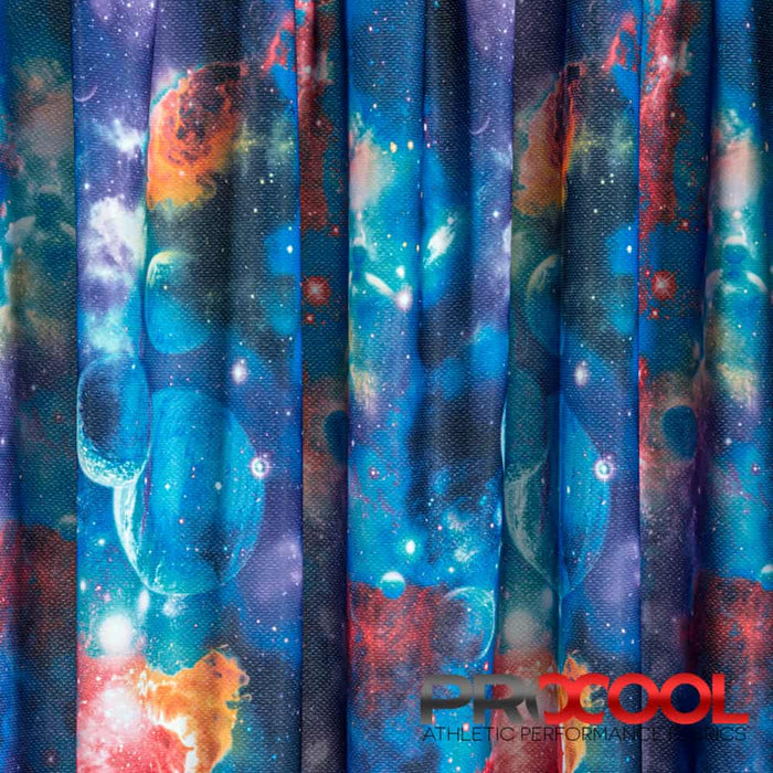 Craft exquisite pieces with ProCool® Dri-QWick™ Jersey Mesh Silver Print CoolMax Fabric (W-623) in Blue Galaxy. Specially designed for Head Wraps. 