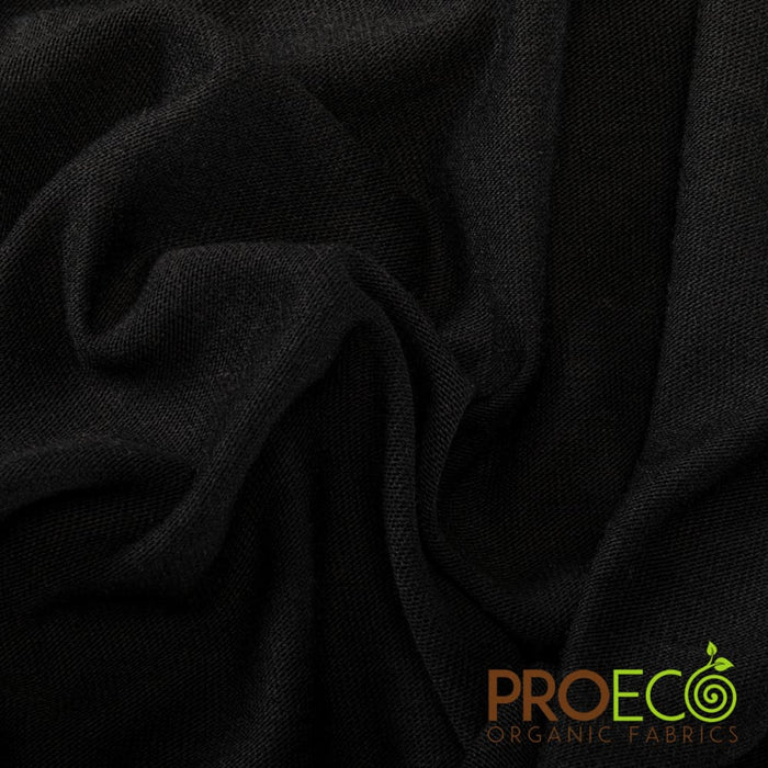 Experience the Light-Medium Weight with ProECO FoodSAFE® Bamboo Jersey Fabric (W-324) in Black. Performance-oriented.