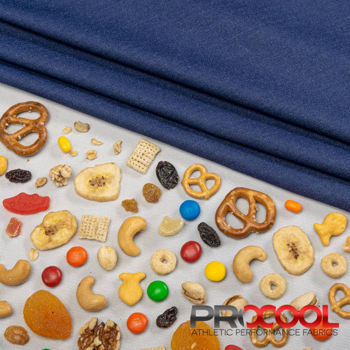 Introducing ProCool FoodSAFE® Medium Weight Xtra Stretch Jersey Fabric (W-346) with Breathable in Sports Navy/White for exceptional benefits.