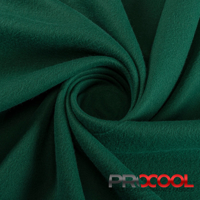 Choose sustainability with our ProCool FoodSAFE® Medium Weight Soft Fleece Fabric (W-344), in Deep Green is designed for Vegan