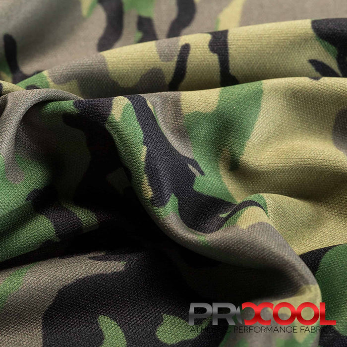 ProCool® Performance Interlock Silver Print CoolMax Fabric (W-624) with Child Safe in Hunter Camo. Durability meets design.