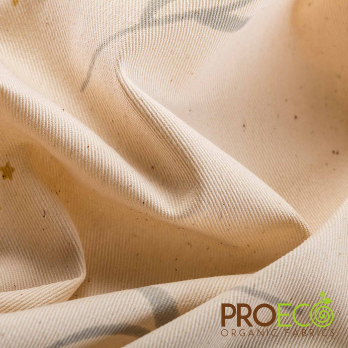 ProECO® Organic Cotton Twill Silver Print Fabric Leaves and Stars Used for Umbrella bags