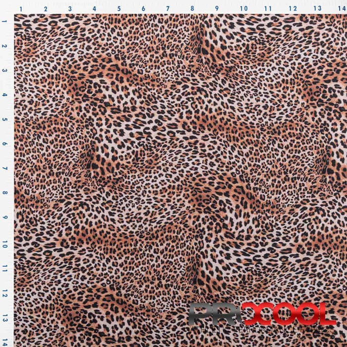 ProCool® Performance Interlock Print CoolMax Fabric (W-513) in Baby Leopard, ideal for Circus Tricks. Durable and vibrant for crafting.