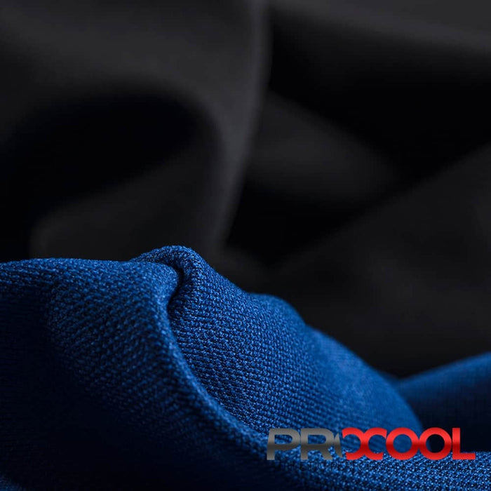 Experience the Stretch-Fit with ProCool FoodSAFE® Medium Weight Xtra Stretch Jersey Fabric (W-346) in Saturn Blue/Black. Performance-oriented.