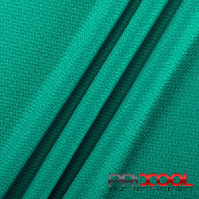 Experience the Vegan with ProCool FoodSAFE® Light-Medium Weight Jersey Mesh Fabric (W-337) in Deep Teal. Performance-oriented.