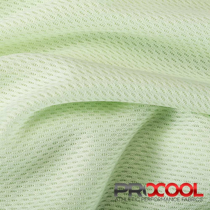 Experience the Stay Dry with ProCool FoodSAFE® Light-Medium Weight Jersey Mesh Fabric (W-337) in Celery. Performance-oriented.