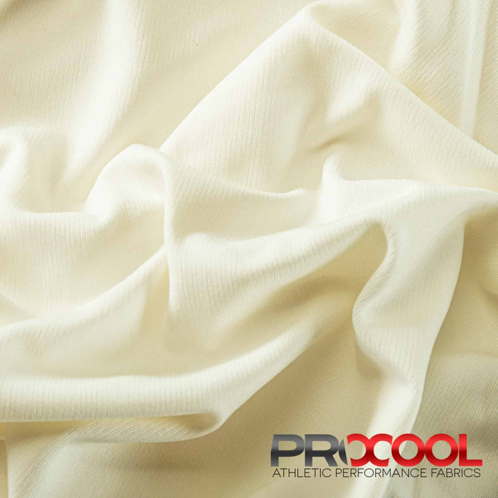 Stay dry and confident in our ProCool® Nylon Sports Interlock Silver CoolMax Fabric (W-666) with Breathable in Natural White