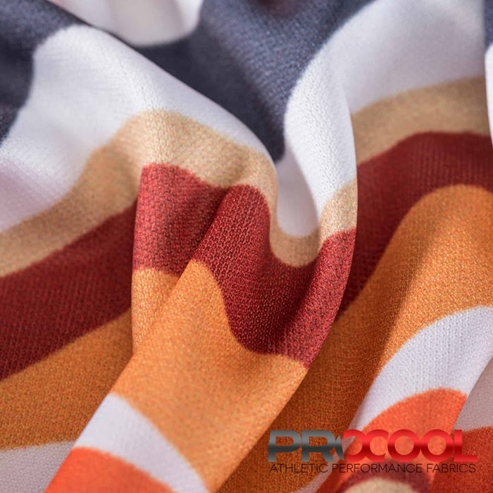 Stay dry and confident in our ProCool® Performance Interlock Silver Print CoolMax Fabric (W-624) with HypoAllergenic in Colorful Waves