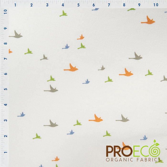 ProECO® Organic Cotton Interlock Print Fabric Birds Used for Cheer Uniforms