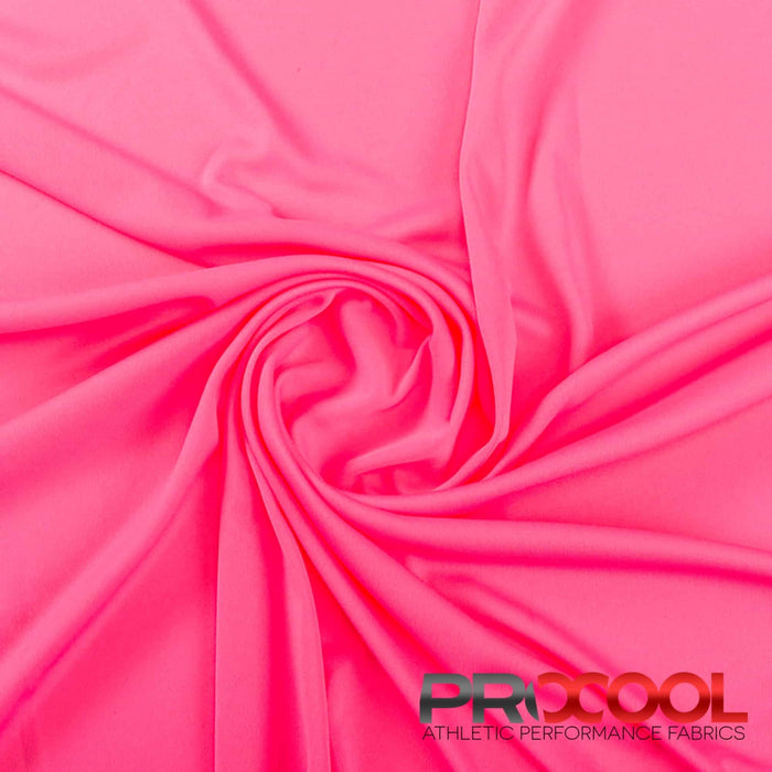 Experience the HypoAllergenic with ProCool FoodSAFE® Lightweight Lining Interlock Fabric (W-341) in Neon Pink. Performance-oriented.