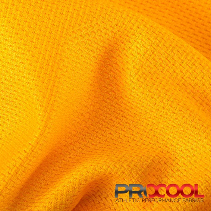 Choose sustainability with our ProCool® Dri-QWick™ Jersey Mesh CoolMax Fabric (W-434), in Sun Gold is designed for HypoAllergenic