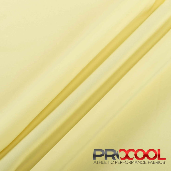 Luxurious ProCool® Performance Interlock Silver CoolMax Fabric (W-435-Rolls) in Baby Yellow, designed for Head Wraps. Elevate your craft.