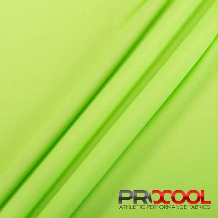 ProCool FoodSAFE® Lightweight Lining Interlock Fabric (W-341) in Neon Green is designed for Latex Free. Advanced fabric for superior results.