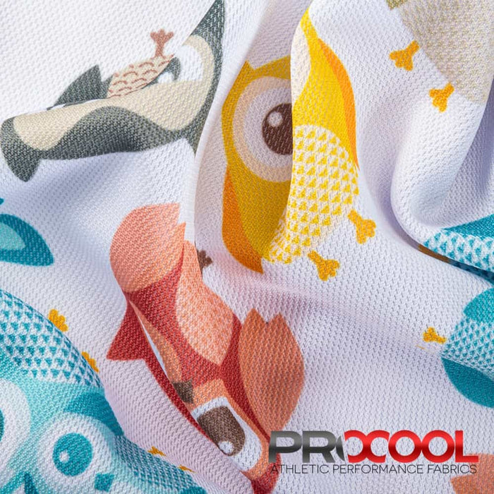 Versatile ProCool® Dri-QWick™ Sports Pique Mesh Silver Print Fabric (W-621) in Hoot Hoot White for Short Liners. Beauty meets function in design.