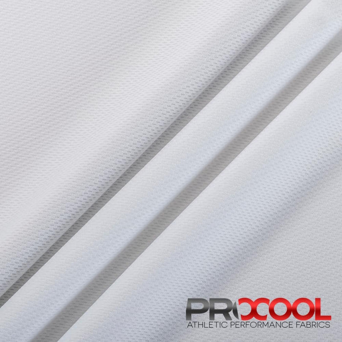 Meet our ProCool® Dri-QWick™ Jersey Mesh CoolMax Fabric (W-434), crafted with top-quality Child Safe in White for lasting comfort.