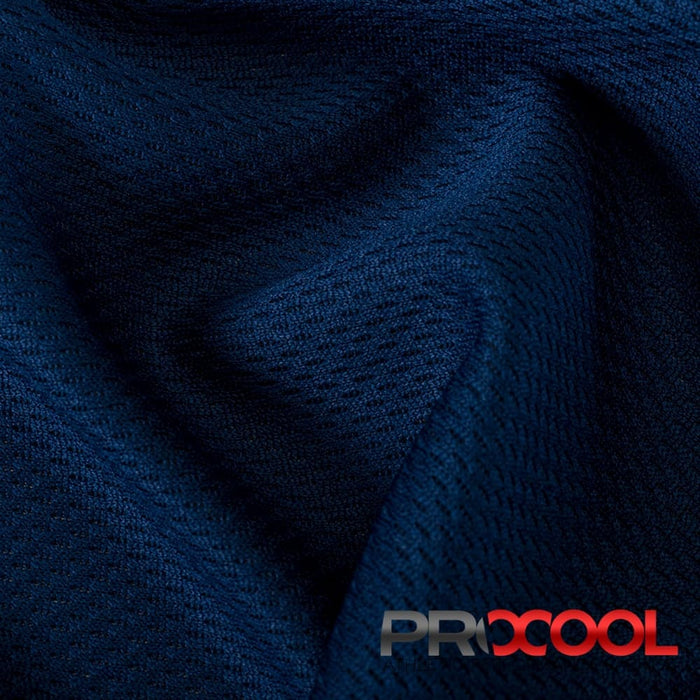 Stay dry and confident in our ProCool® Dri-QWick™ Jersey Mesh Silver CoolMax Fabric (W-433) with Breathable in Sports Navy